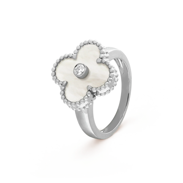 ˇMagic JewelryˇCLOVER SILVER MOP DIAMOND RING