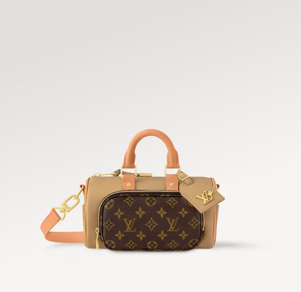 THE ONTHEGO MEN'S BAG25 HANDBAG FEATURES GRAINED LEATHER WITH SUEDE DETAILS