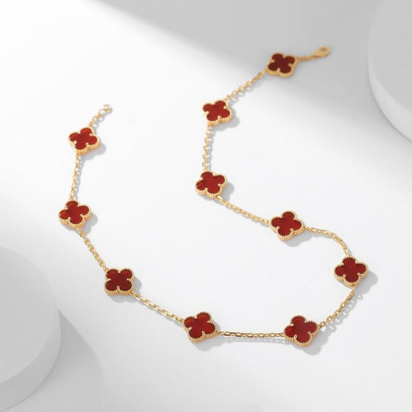 ˇMagic JewelryˇCLOVER 10 MOTIFS CARNELIAN NECKLACE