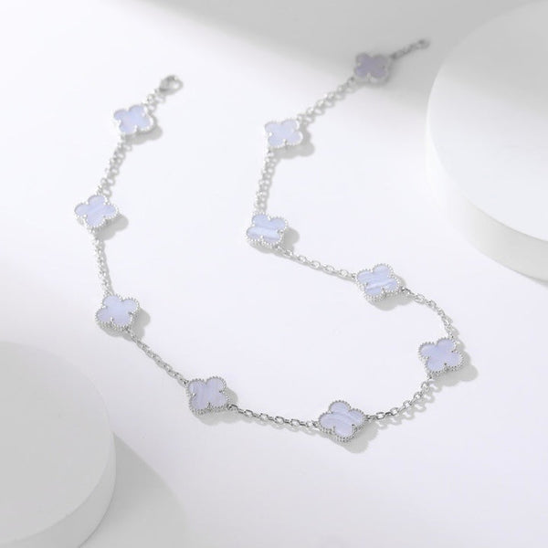 ˇMagic JewelryˇCLOVER 10 MOTIFS PURPLE CHALCEDONY NECKLACE