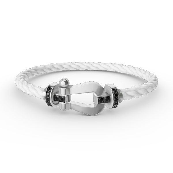 <MAGIC>FORCE LARGE HORSESHOE BLACK DIAMOND BRACELET SILVER