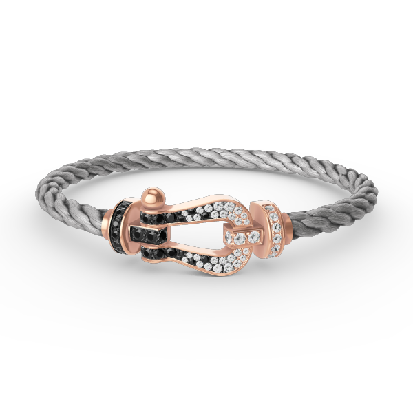 <MAGIC>FORCE LARGE HORSESHOE BLACK WHITE DIAMOND BRACELET ROSE GOLD