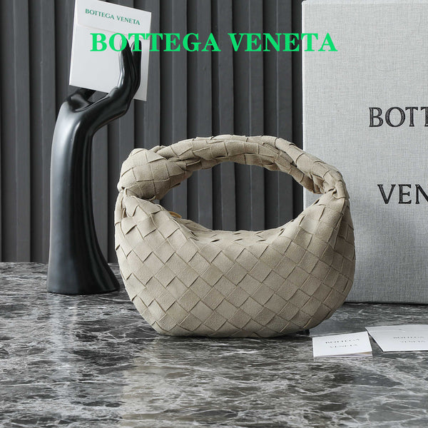 BOTTEGA VENETA 25S MINI JODIE 28 IN MUTED TAUPE SUEDE GOLD HARDWARE