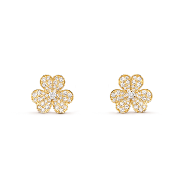 ˇMagic JewelryˇFRIVOLE GOLD FLOWER DIAMOND EARRINGS