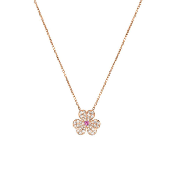 ˇMagic JewelryˇFRIVOLE ROSE GOLD FLOWER DIAMOND NECKLACE