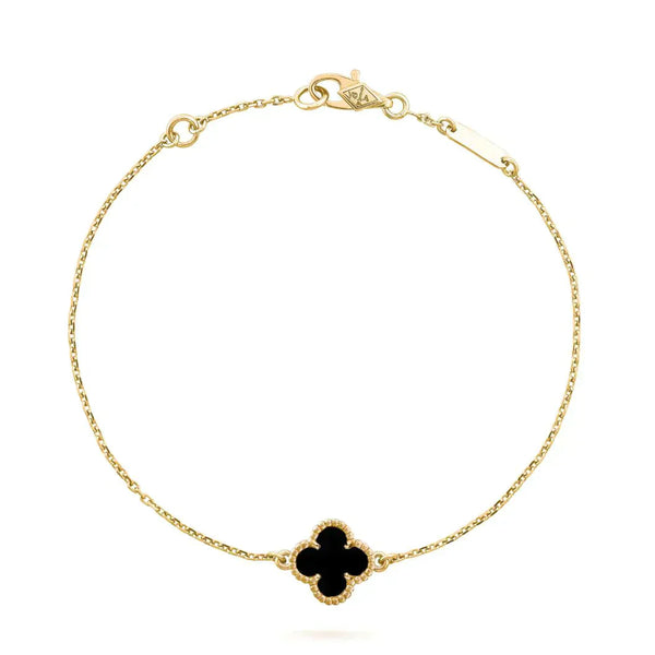 ˇMagic JewelryˇCLOVER ONYX SINGLE FLOWER BRACELET