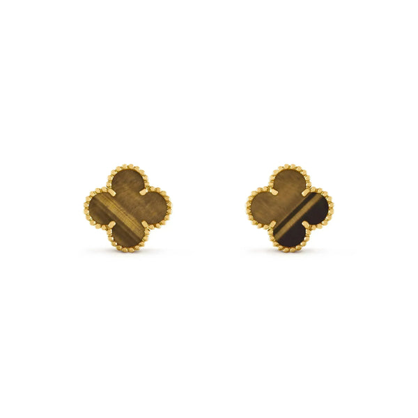 ˇMagic JewelryˇCLOVER MEDIUM 1 MOTIFS TIGER EYE EARRINGS